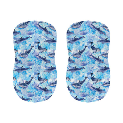 Watercolor Dolphin In The Sea Print Bar Stool Covers