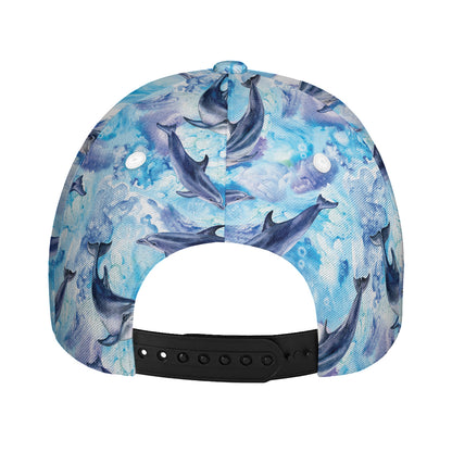 Watercolor Dolphin In The Sea Print Baseball Cap