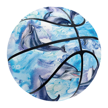 Watercolor Dolphin In The Sea Print Basketball