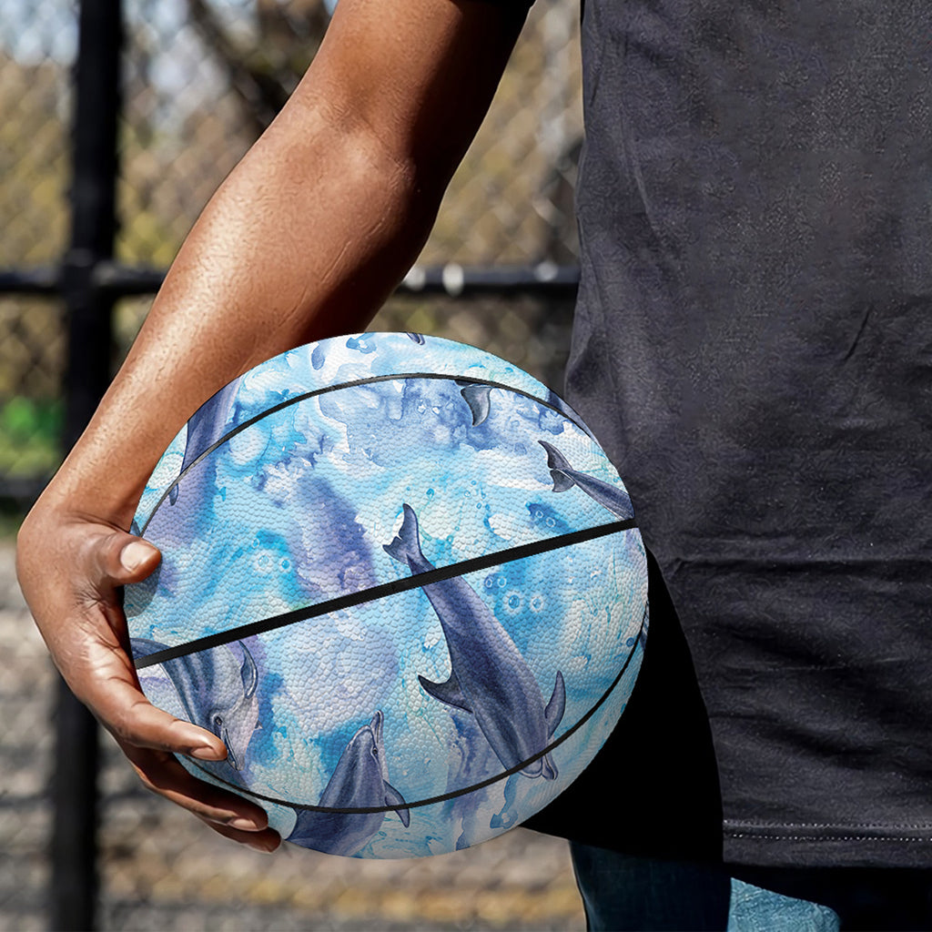Watercolor Dolphin In The Sea Print Basketball