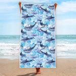 Watercolor Dolphin In The Sea Print Beach Towel