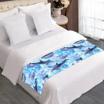 Watercolor Dolphin In The Sea Print Bed Runner