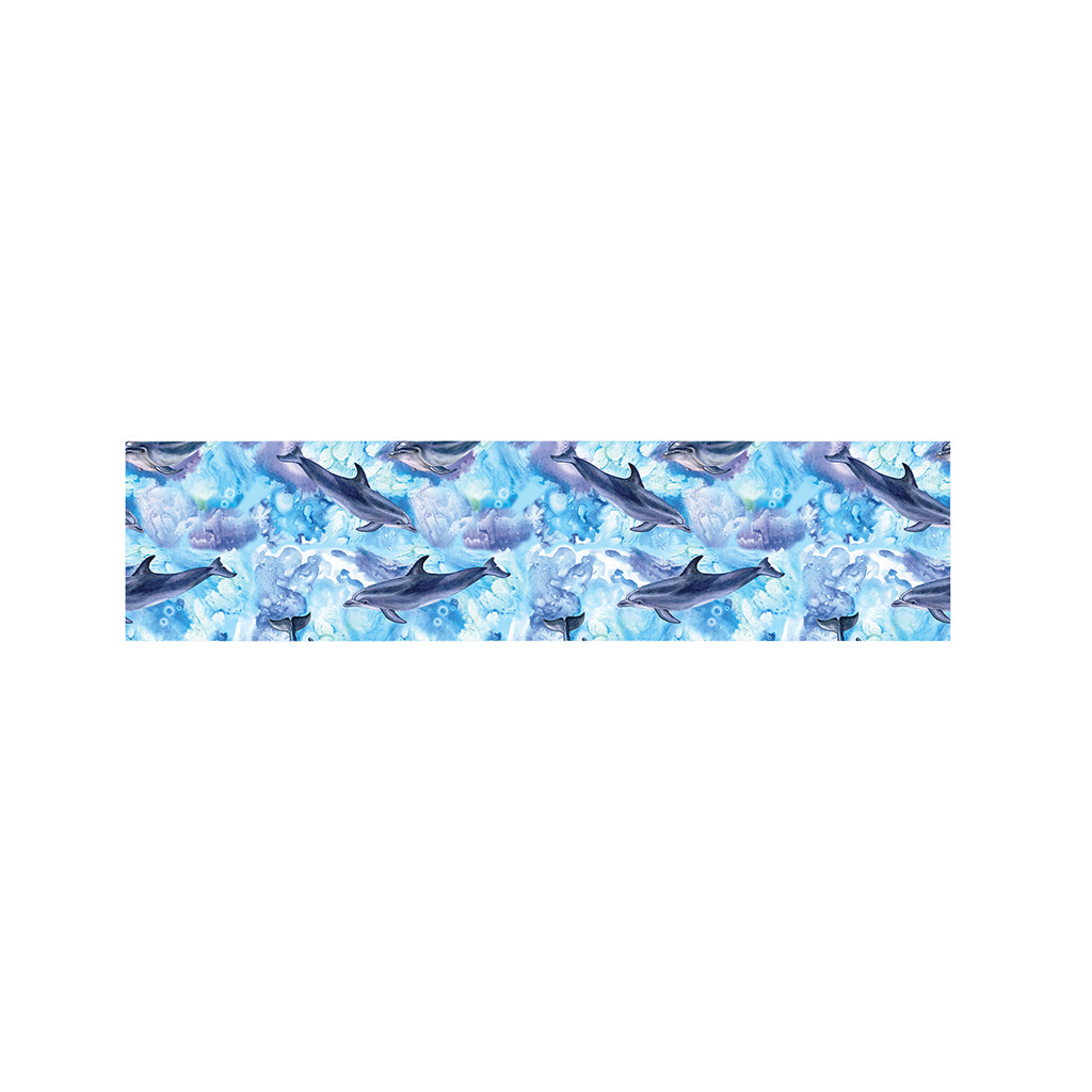 Watercolor Dolphin In The Sea Print Bed Runner