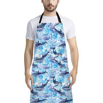 Watercolor Dolphin In The Sea Print Bib Apron With Pocket
