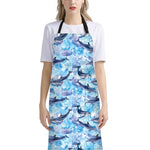 Watercolor Dolphin In The Sea Print Bib Apron With Pocket