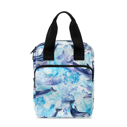Watercolor Dolphin In The Sea Print Bible Tote Bag