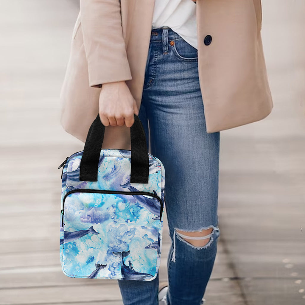 Watercolor Dolphin In The Sea Print Bible Tote Bag