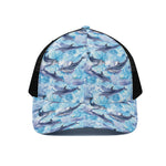 Watercolor Dolphin In The Sea Print Black Mesh Trucker Cap