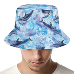 Watercolor Dolphin In The Sea Print Bucket Hat