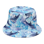 Watercolor Dolphin In The Sea Print Bucket Hat