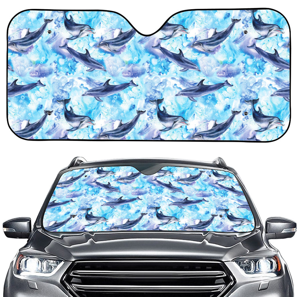 Watercolor Dolphin In The Sea Print Car Windshield Sun Shade