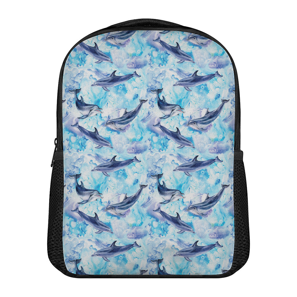 Watercolor Dolphin In The Sea Print Casual Backpack
