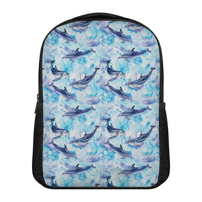 Watercolor Dolphin In The Sea Print Casual Backpack