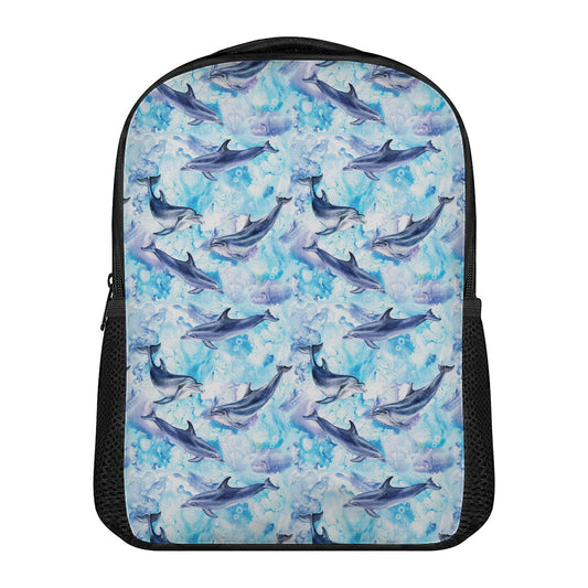 Watercolor Dolphin In The Sea Print Casual Backpack