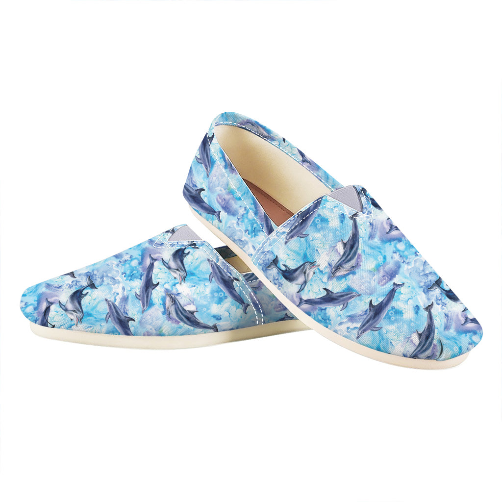 Watercolor Dolphin In The Sea Print Casual Shoes