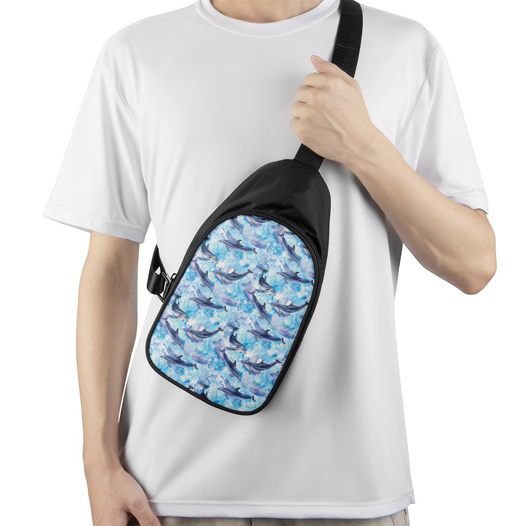 Watercolor Dolphin In The Sea Print Chest Bag