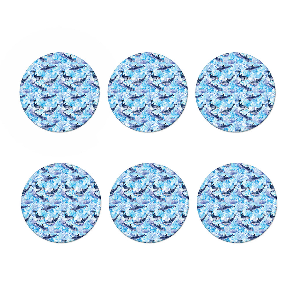 Watercolor Dolphin In The Sea Print Coaster Set