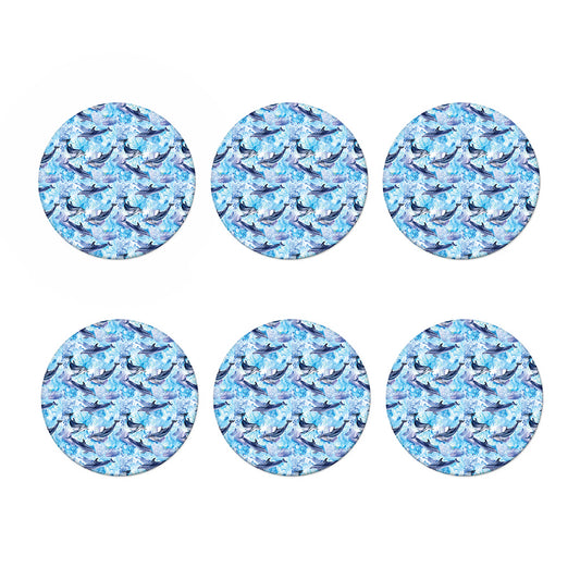 Watercolor Dolphin In The Sea Print Coaster Set