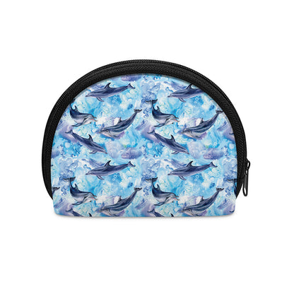 Watercolor Dolphin In The Sea Print Coin Purse