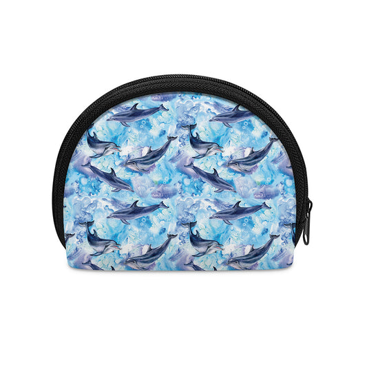 Watercolor Dolphin In The Sea Print Coin Purse