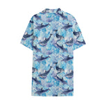 Watercolor Dolphin In The Sea Print Cotton Hawaiian Shirt