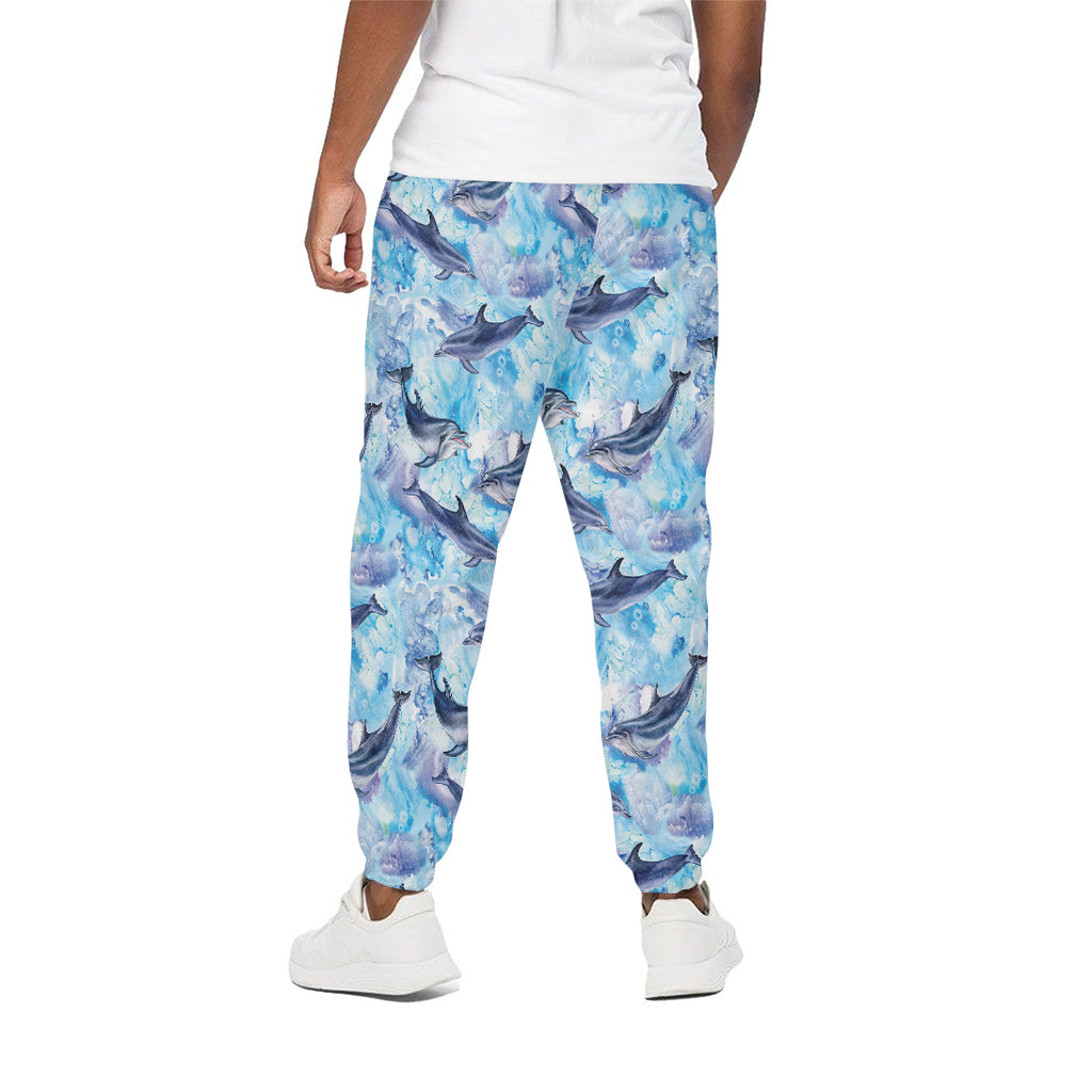 Watercolor Dolphin In The Sea Print Cotton Pants