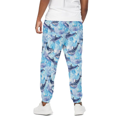 Watercolor Dolphin In The Sea Print Cotton Pants
