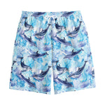 Watercolor Dolphin In The Sea Print Cotton Shorts