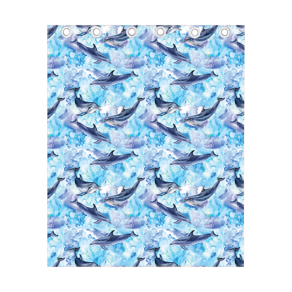 Watercolor Dolphin In The Sea Print Curtain