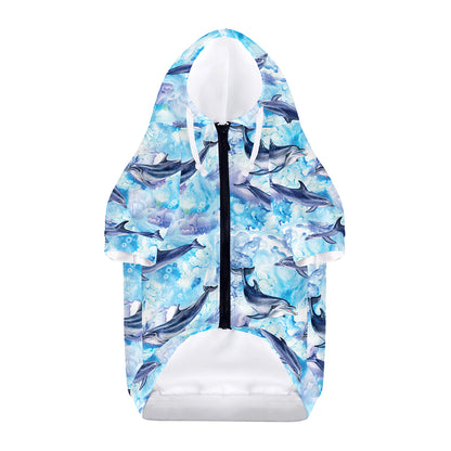 Watercolor Dolphin In The Sea Print Dog Zip Up Hoodie