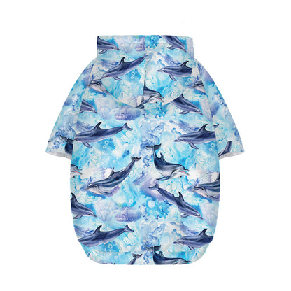 Watercolor Dolphin In The Sea Print Dog Zip Up Hoodie
