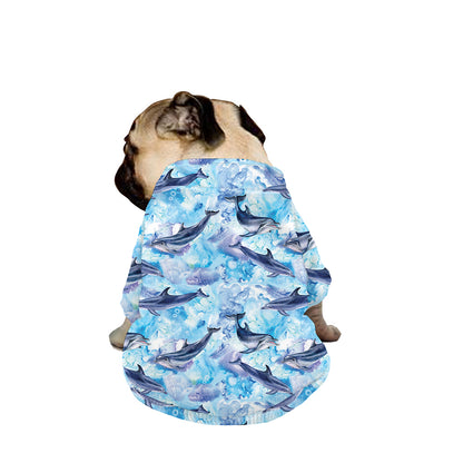Watercolor Dolphin In The Sea Print Dog Zip Up Jacket