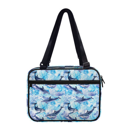 Watercolor Dolphin In The Sea Print Double Strap Bible Bag