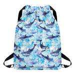 Watercolor Dolphin In The Sea Print Drawstring Backpack