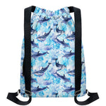 Watercolor Dolphin In The Sea Print Drawstring Backpack
