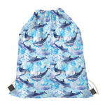 Watercolor Dolphin In The Sea Print Drawstring Bag