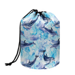 Watercolor Dolphin In The Sea Print Drawstring Makeup Bag