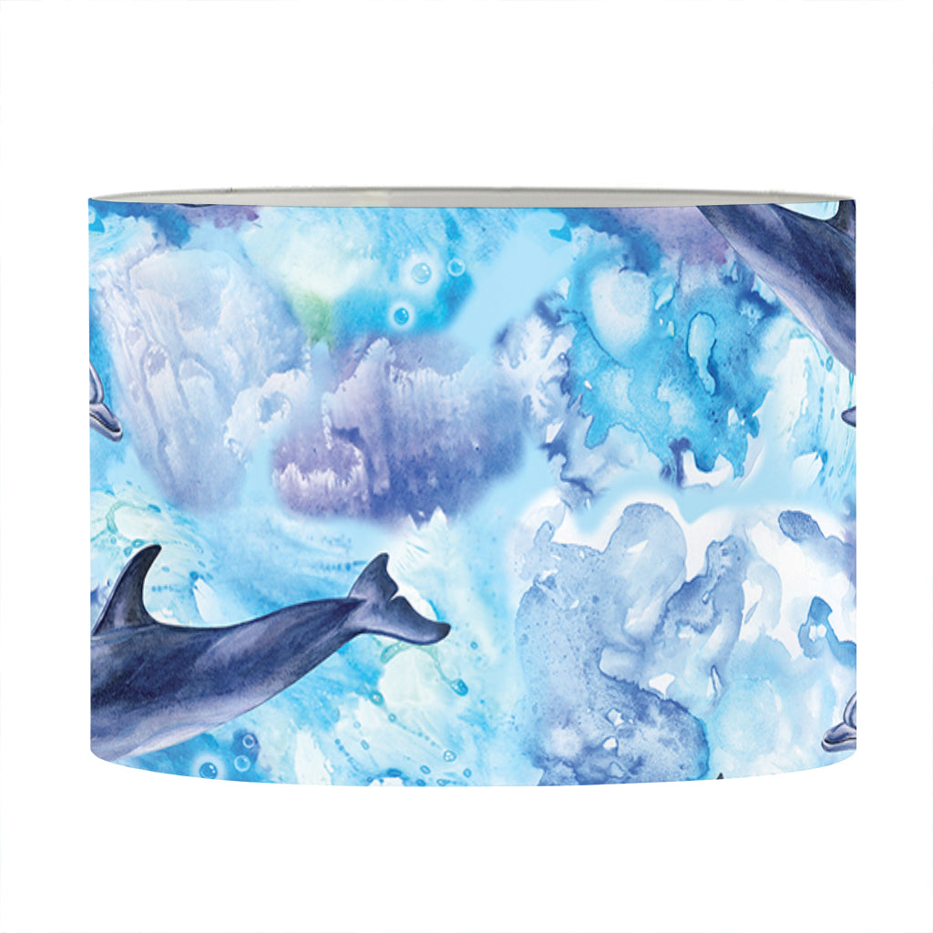 Watercolor Dolphin In The Sea Print Drum Lamp Shade
