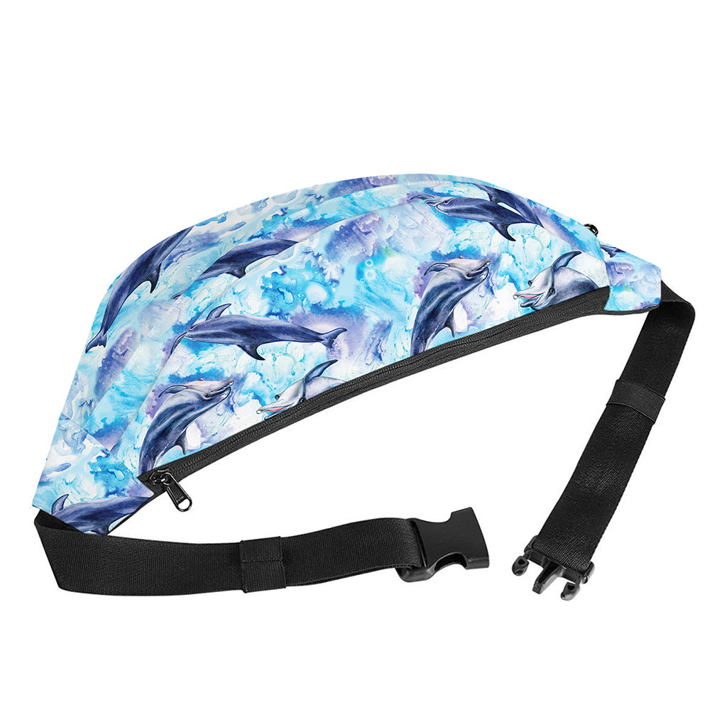Watercolor Dolphin In The Sea Print Fanny Pack