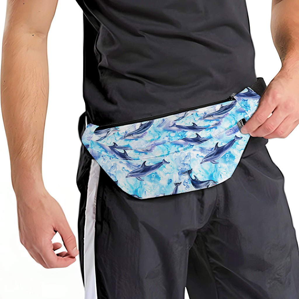 Watercolor Dolphin In The Sea Print Fanny Pack