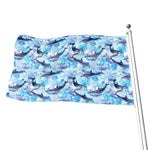Watercolor Dolphin In The Sea Print Flag
