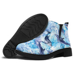 Watercolor Dolphin In The Sea Print Flat Ankle Boots