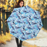 Watercolor Dolphin In The Sea Print Foldable Umbrella