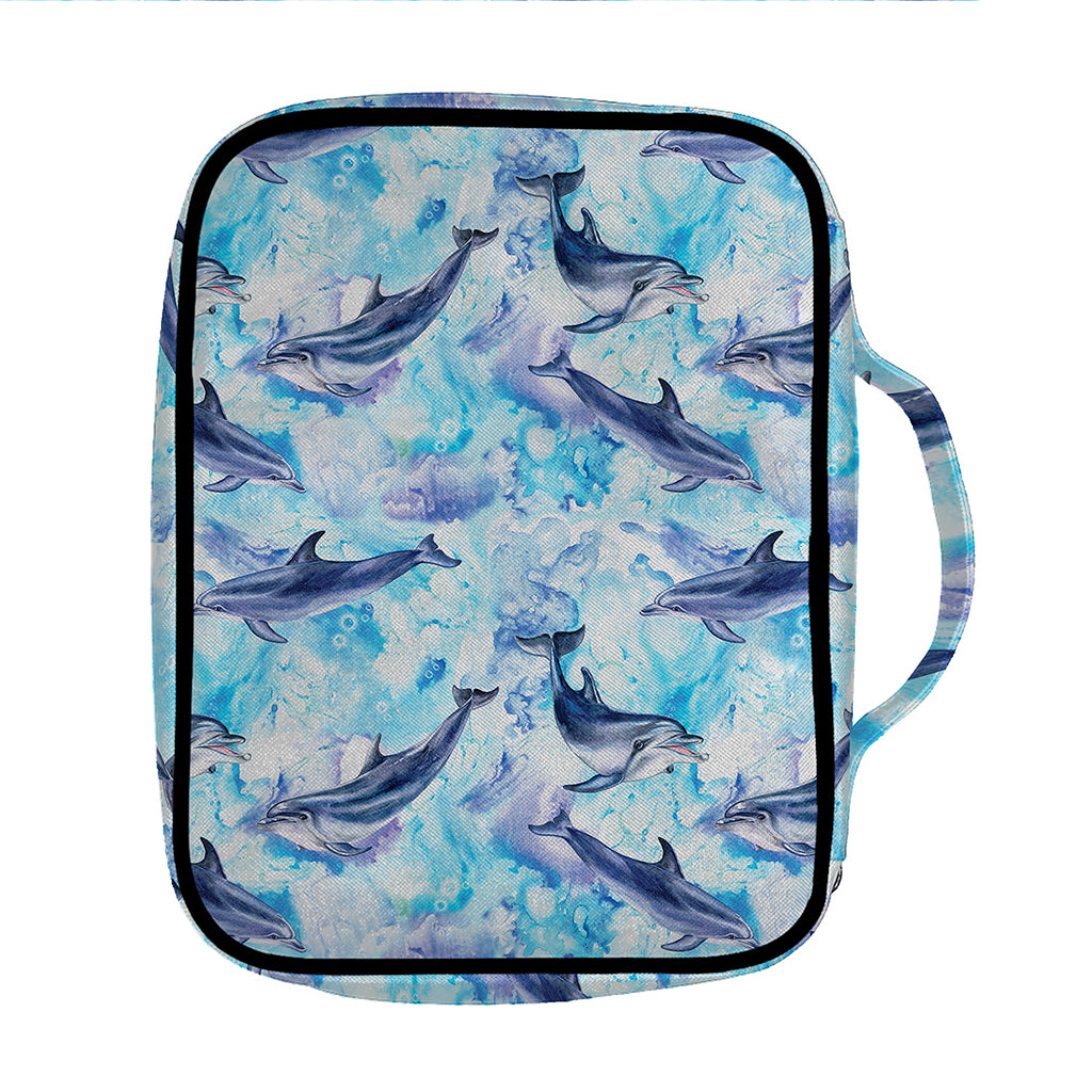 Watercolor Dolphin In The Sea Print Front Pocket Bible Bag