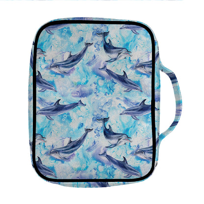 Watercolor Dolphin In The Sea Print Front Pocket Bible Bag