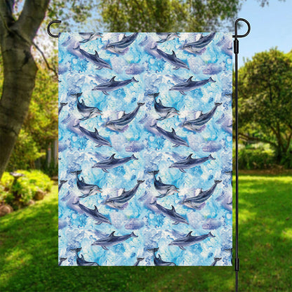 Watercolor Dolphin In The Sea Print Garden Flag