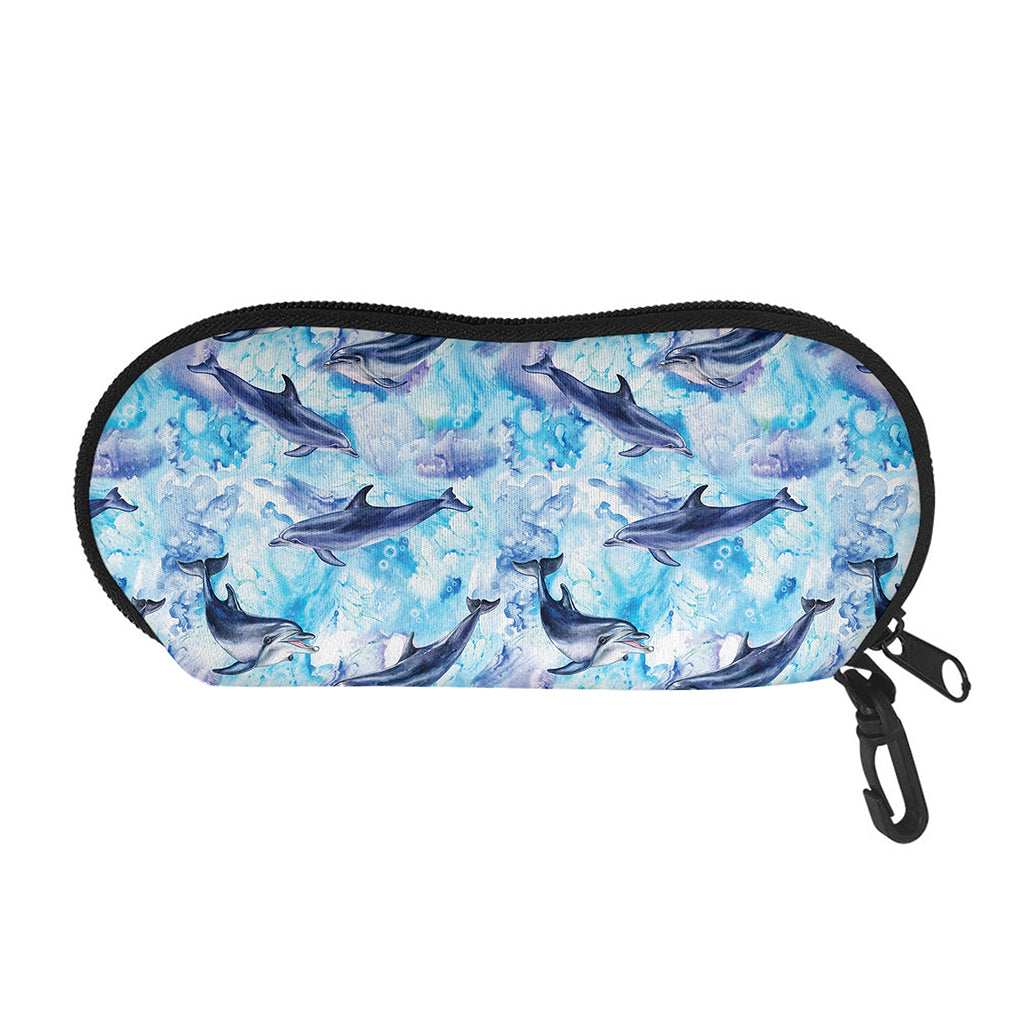 Watercolor Dolphin In The Sea Print Glasses Case