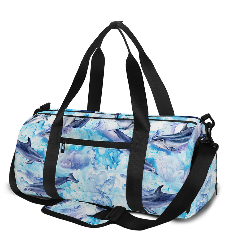 Watercolor Dolphin In The Sea Print Gym Bag