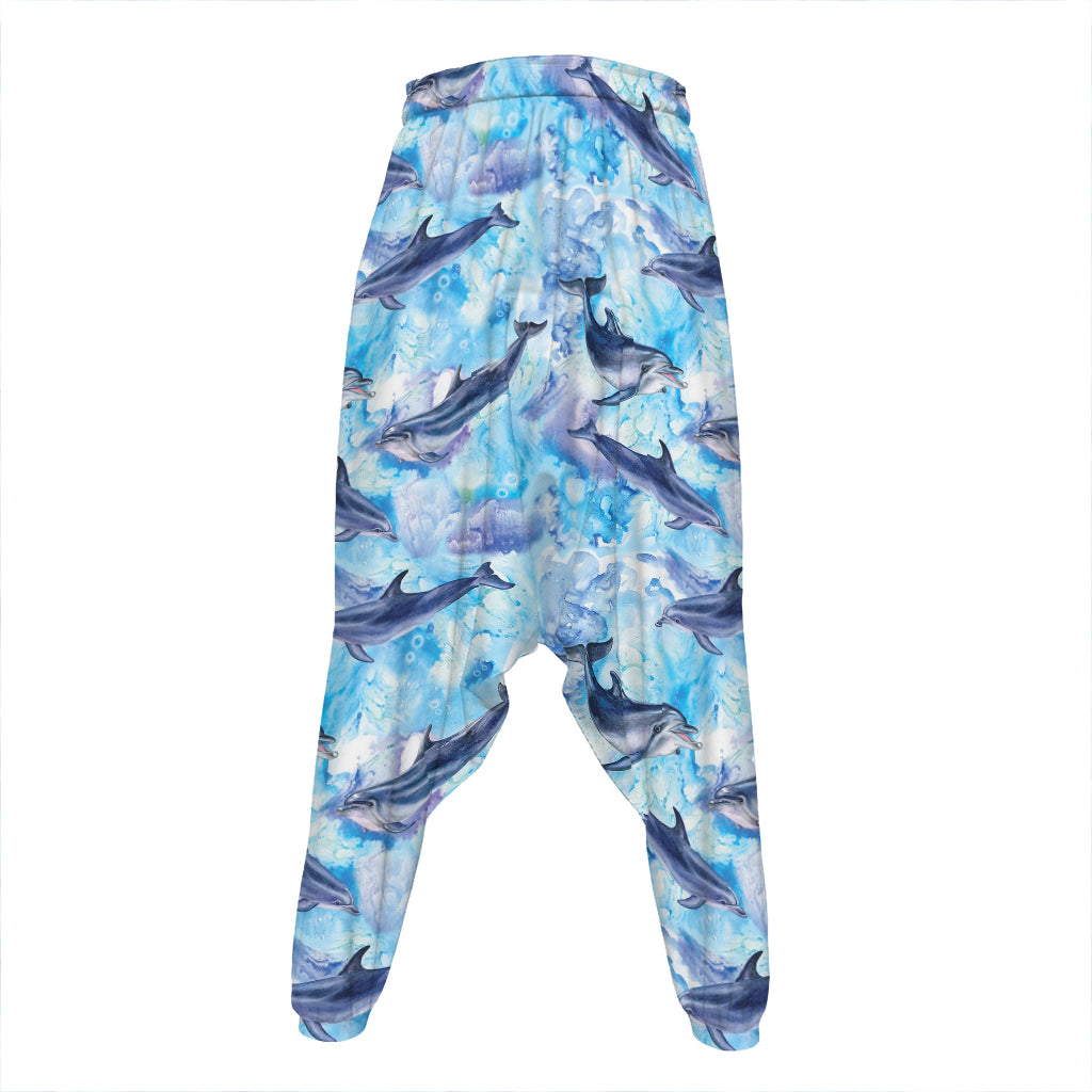 Watercolor Dolphin In The Sea Print Hammer Pants