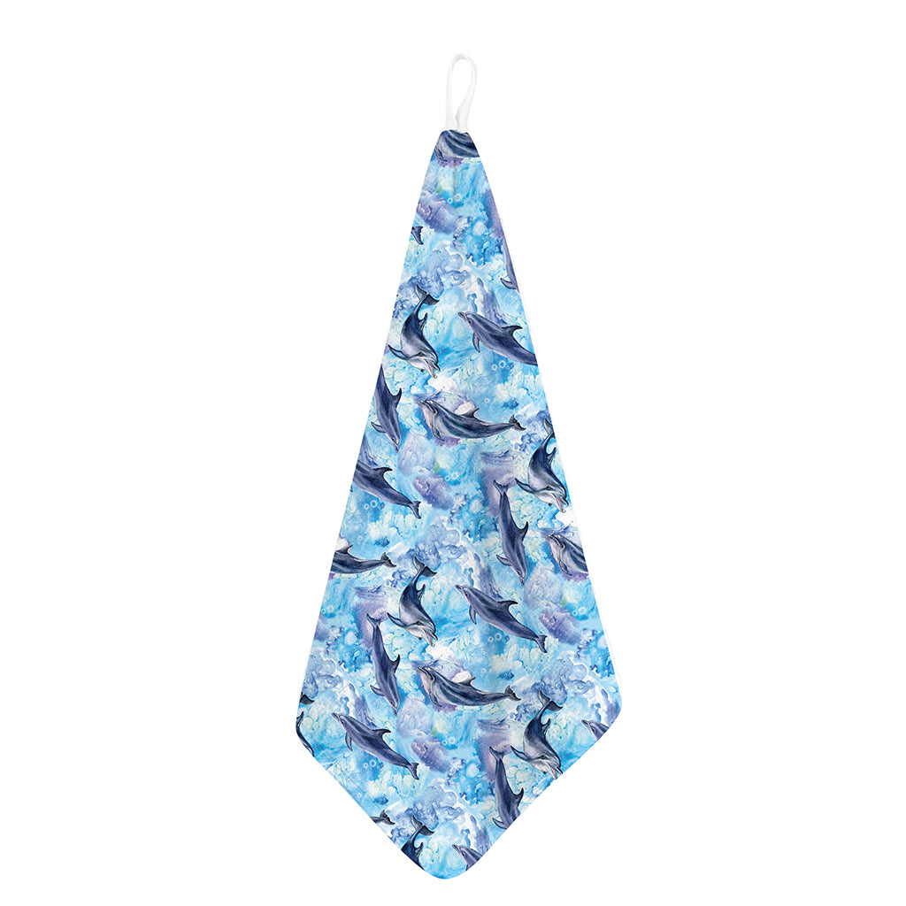 Watercolor Dolphin In The Sea Print Hand Towel